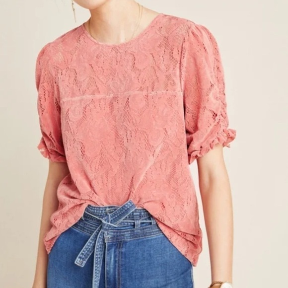 Anthropologie Parvati Velvet Lace Top XS - Picture 1 of 11